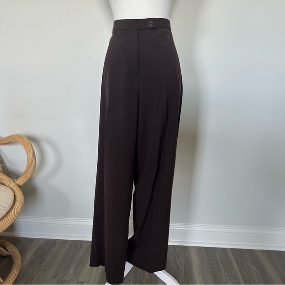 Kim Rogers Trouser Pants Brown Size 14 Stretch Work Slacks Wide Leg Career - Picture 5 of 6